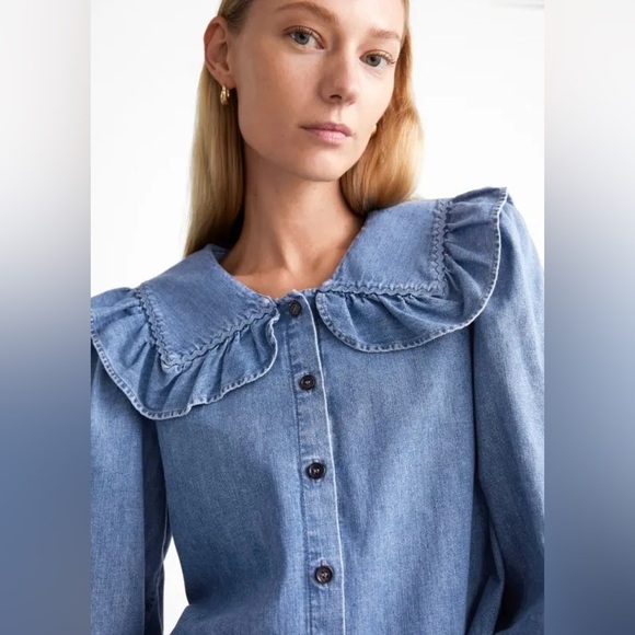 Like new, & Other Stories Statement Collar Denim Shirt - Picture 1 of 6